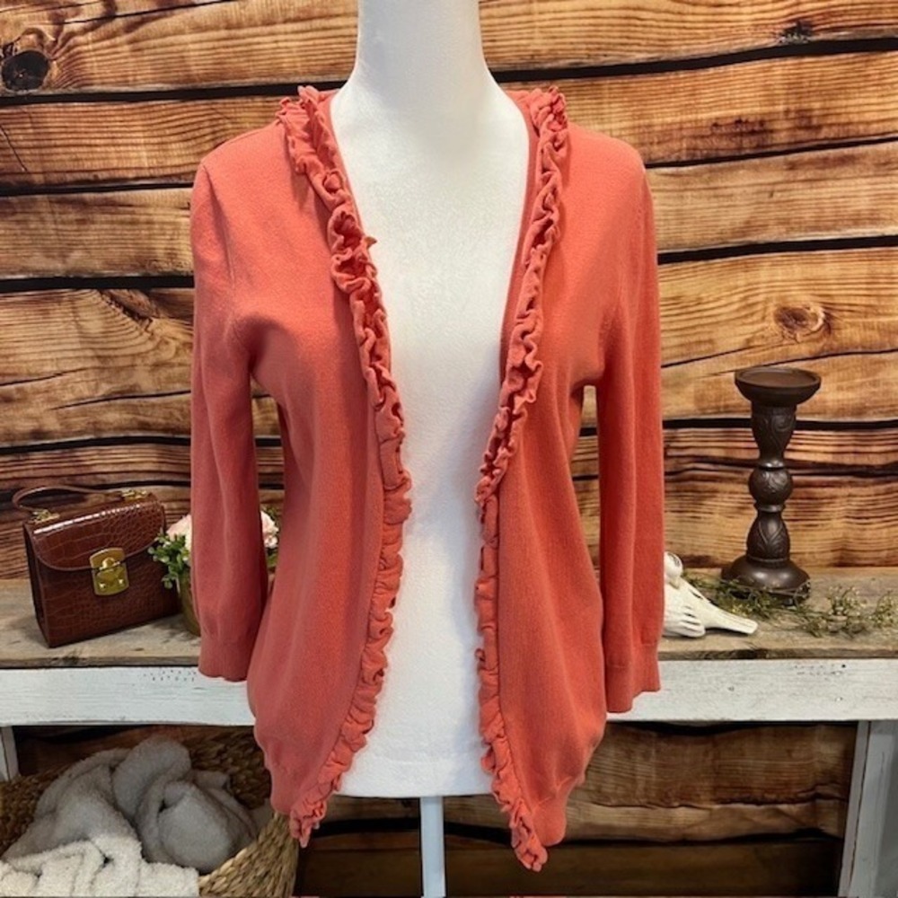Ann Taylor Loft Womens Coral Long Sleeve Button Down Cardigan Size M - Picture 1 of 9